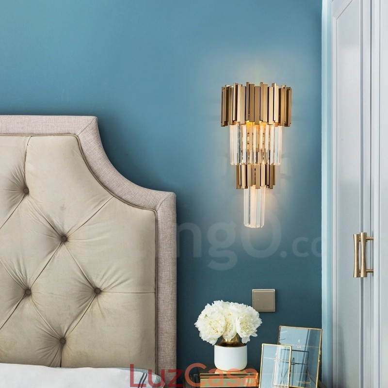 Luminária de parede de cristal K9 de luxo moderna com cúpula de cristal