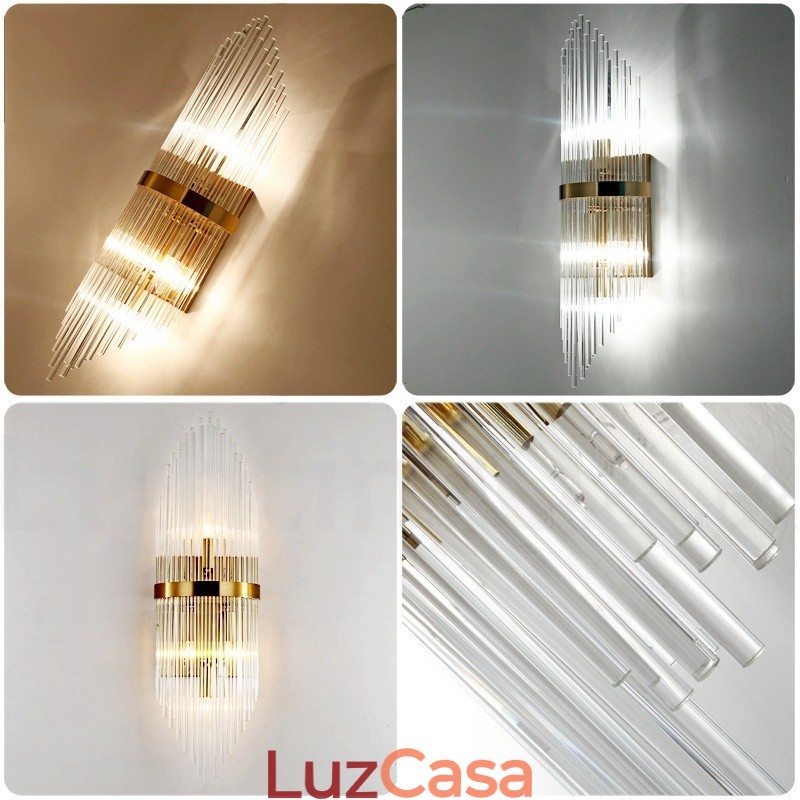 Luminária de parede de cristal K9 de luxo moderna com cúpula de cristal