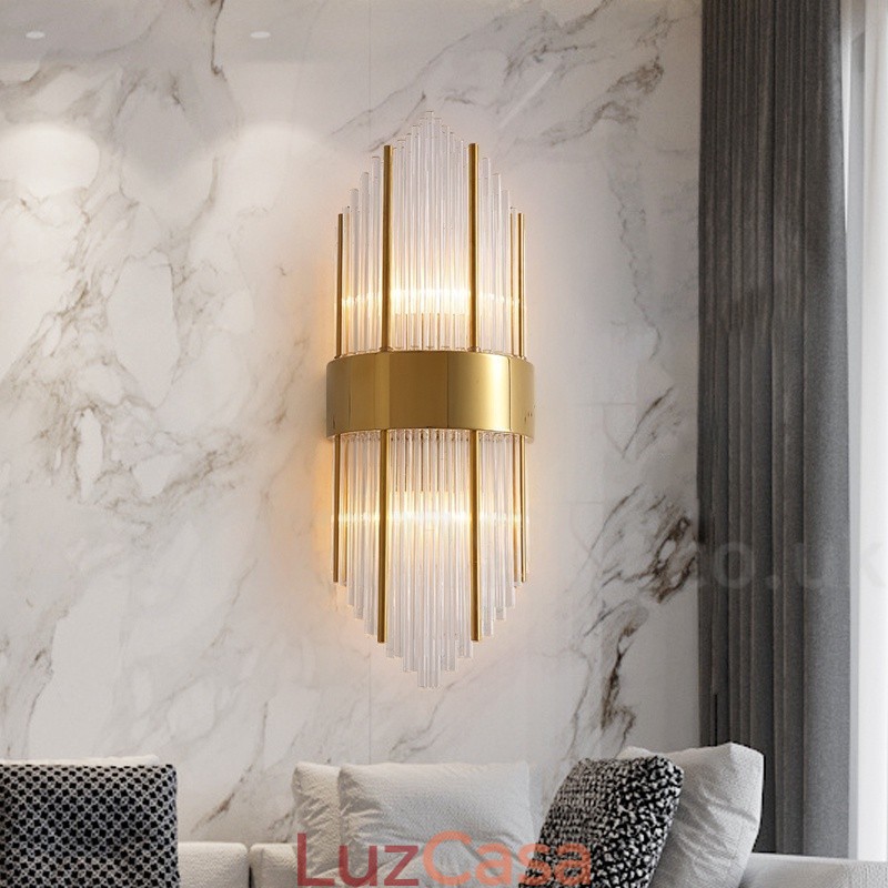 Luminária de parede de cristal K9 de luxo moderna com cúpula de cristal