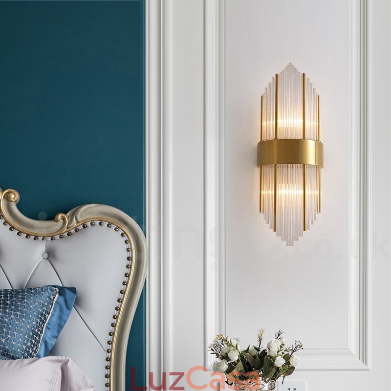 Luminária de parede de cristal K9 de luxo moderna com cúpula de cristal