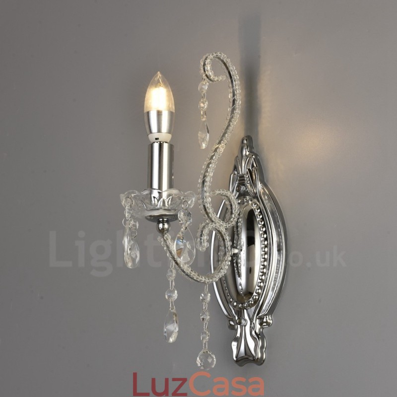 1 Luz Ouro Preto Estilo Americano Cristal Luminária de Parede para Sala de Estar Sala de Jantar Loja de Roupas Café Hotel