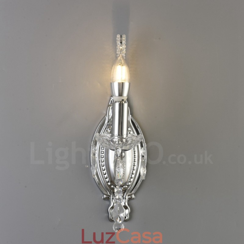1 Luz Ouro Preto Estilo Americano Cristal Luminária de Parede para Sala de Estar Sala de Jantar Loja de Roupas Café Hotel