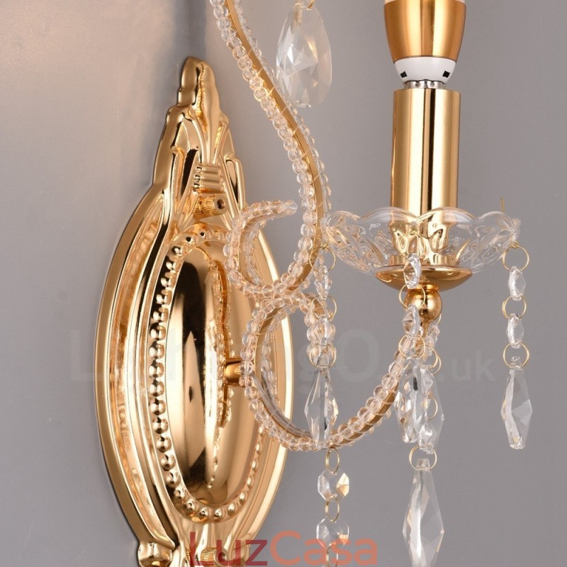 1 Luz Ouro Preto Estilo Americano Cristal Luminária de Parede para Sala de Estar Sala de Jantar Loja de Roupas Café Hotel