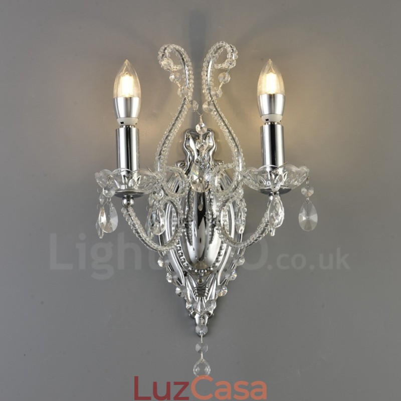 2 Luzes Ouro Preto Estilo Americano Cristal Luz de Parede para Sala de Estar Sala de Jantar Loja de Roupas Café Hotel