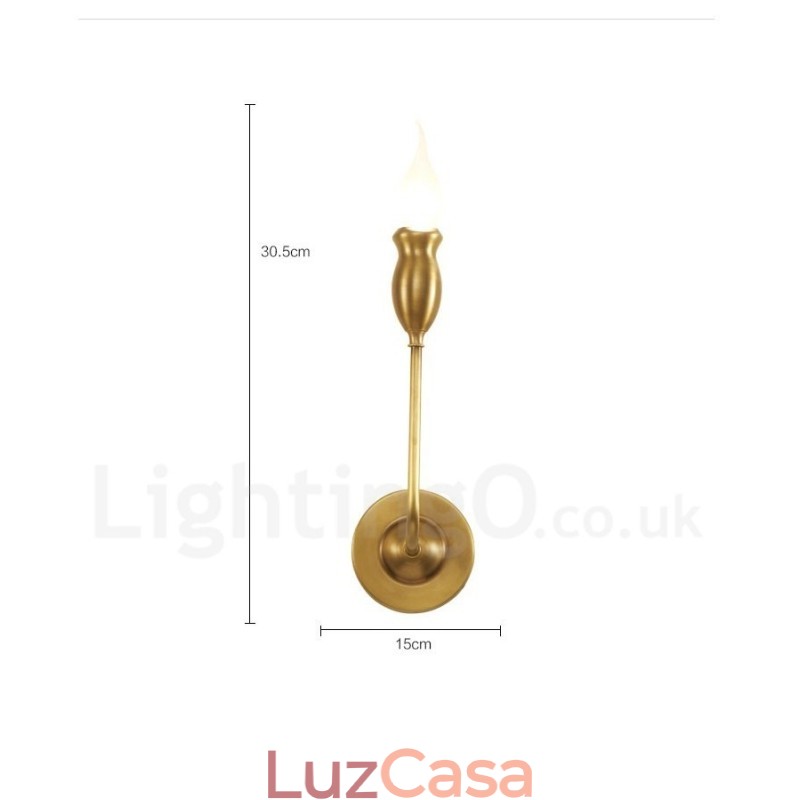 Pure Brass Luxuoso Rústico Retro Vintage 1 Luz Vela de Parede Luz Especial para Hotel Quarto Showroom Sala de Estar Sala de Jantar
