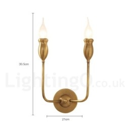 Pure Brass Luxuoso Rústico Retro Vintage Latão 2 Luzes Vela Parede Luz Especial para Hotel Escritório Showroom Sala de Estar Sala de Jantar