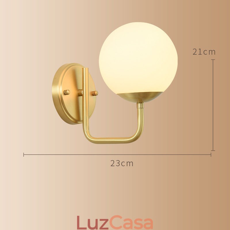 Luminária de parede moderna Molecules Bean com cúpula de vidro esférica