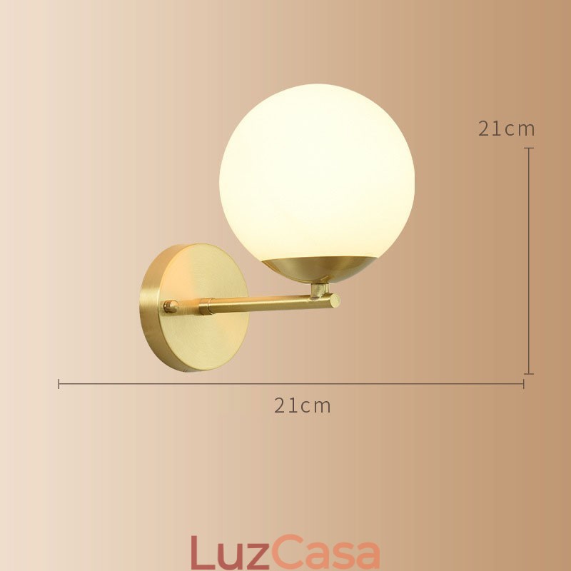 Luminária de parede moderna Molecules Bean com cúpula de vidro esférica