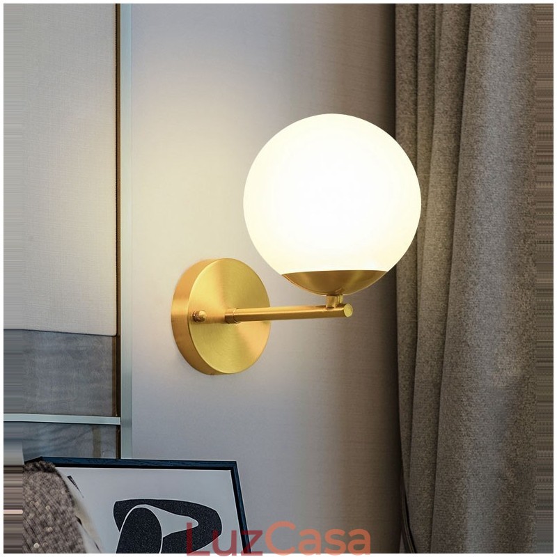 Luminária de parede moderna Molecules Bean com cúpula de vidro esférica