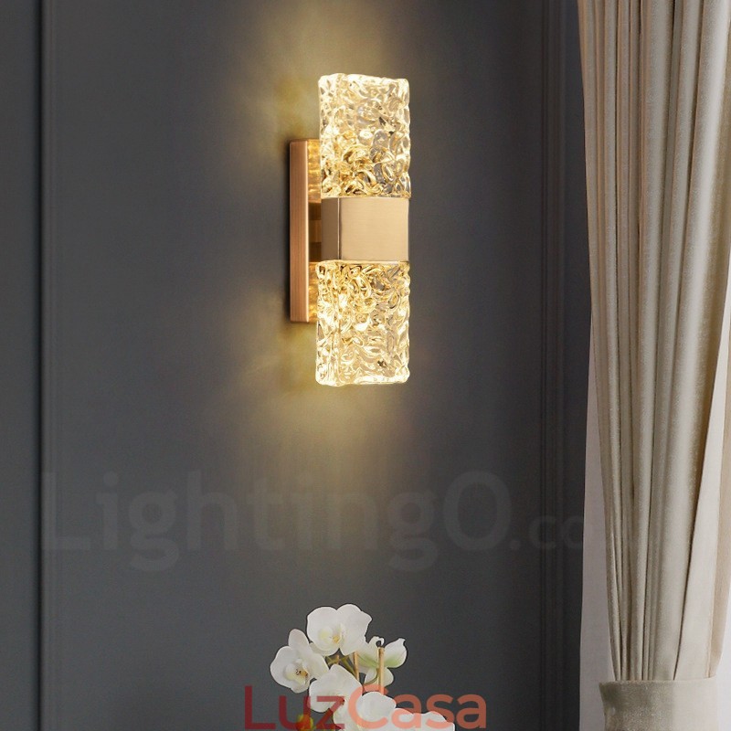 Luminária de parede de cristal moderna embutida para cabeceira, varanda, corredor, sala de estar, quarto, estudo