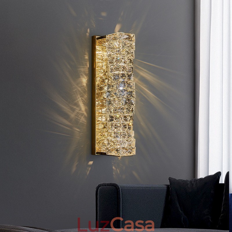 Luminária de parede de cristal K9 moderna para cabeceira, varanda, corredor, sala de estar, quarto, estudo