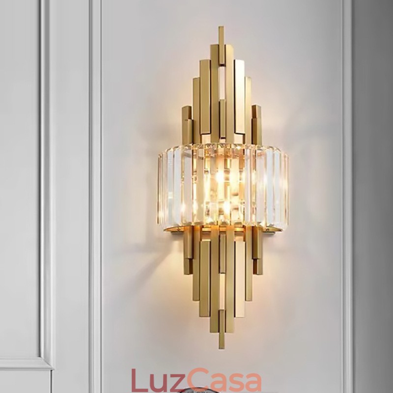 Luminária de parede de cristal de luxo pós-moderna para sala de estar, fundo de TV, parede de cabeceira, luz de parede