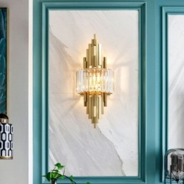 Luminária de parede de cristal de luxo pós-moderna para sala de estar, fundo de TV, parede de cabeceira, luz de parede
