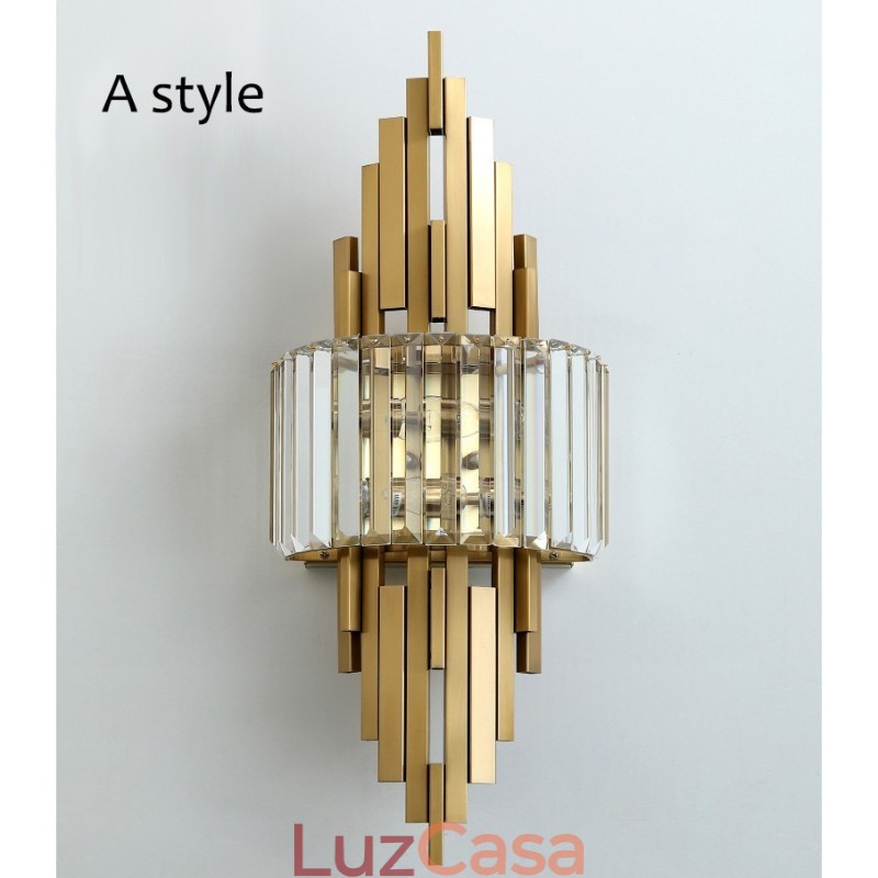 Luminária de parede de cristal de luxo pós-moderna para sala de estar, fundo de TV, parede de cabeceira, luz de parede