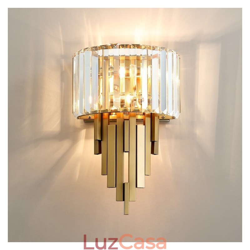 Luminária de parede de cristal de luxo pós-moderna para sala de estar, fundo de TV, parede de cabeceira, luz de parede