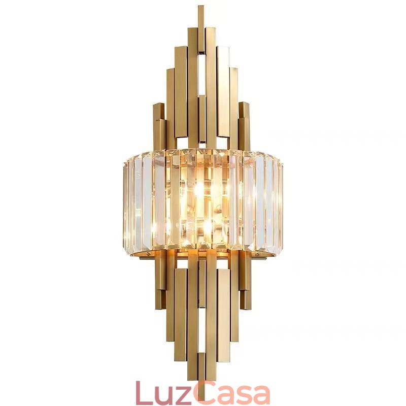 Luminária de parede de cristal de luxo pós-moderna para sala de estar, fundo de TV, parede de cabeceira, luz de parede