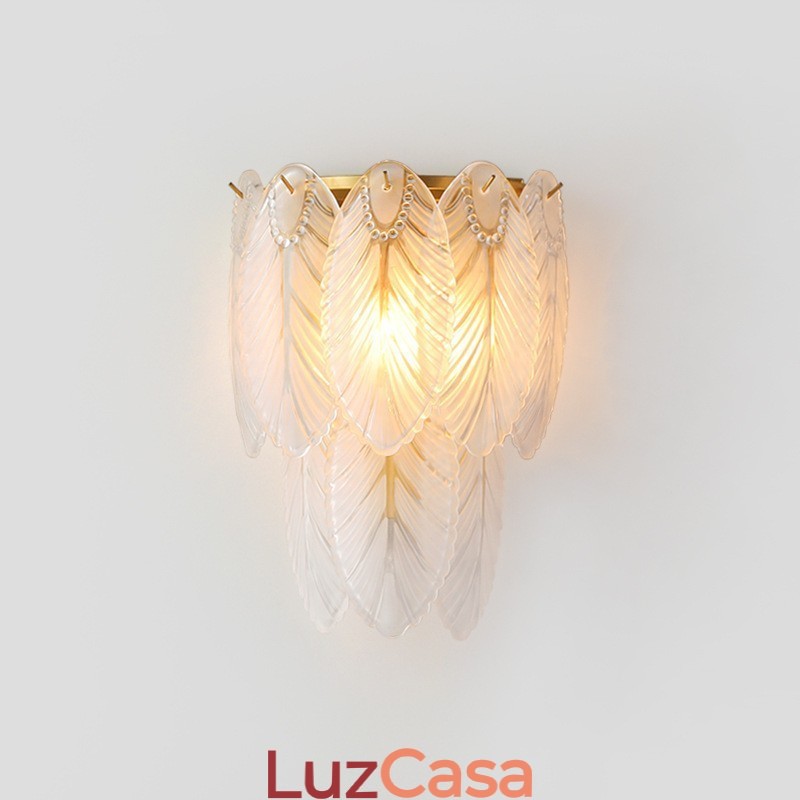 Apliques de parede de cristal de penas francesas nórdicas Iluminação pós-moderna Sala de estar de luxo Parede de fundo Corredor como painel de hotel Lâmpada de parede