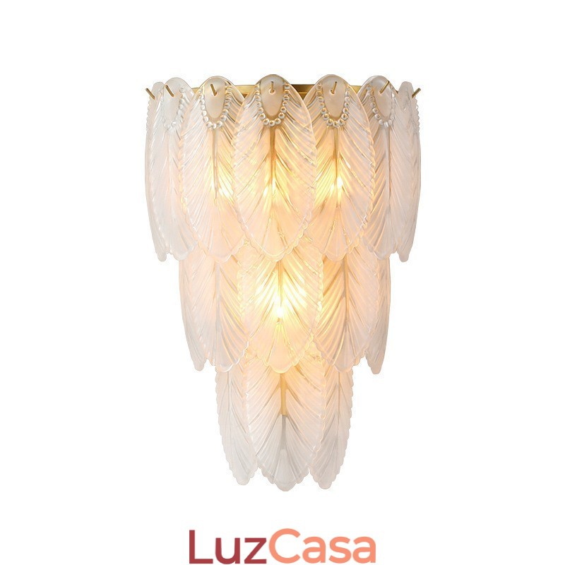 Apliques de parede de cristal de penas francesas nórdicas Iluminação pós-moderna Sala de estar de luxo Parede de fundo Corredor como painel de hotel Lâmpada de parede