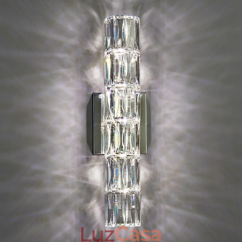 Luminária de parede para sala de estar, luminária de cabeceira simples e luxuosa para quarto, hall de entrada do hotel, corredor, projeto de villa, arandelas de parede de cristal em aço inoxidável