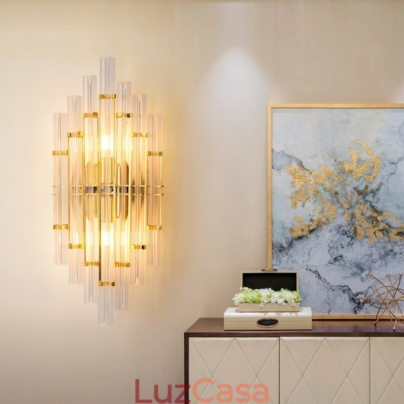 Luminária de parede de cristal de luxo para hotel, luminária de parede pós-moderna, personalidade, sala de estar, corredor, entrada, cenário, quarto, cabeceira, arandelas decorativas