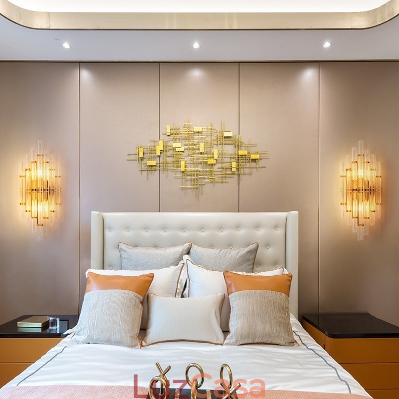 Luminária de parede de cristal de luxo para hotel, luminária de parede pós-moderna, personalidade, sala de estar, corredor, entrada, cenário, quarto, cabeceira, arandelas decorativas