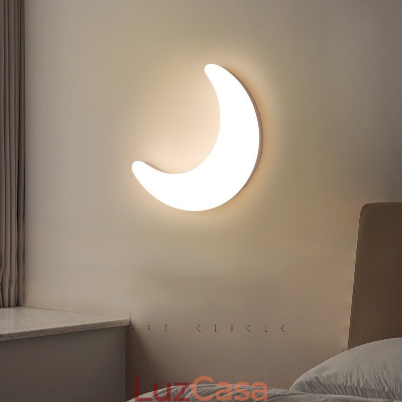 20W Nordic Indoor Moon Shape Quarto Infantil Parede Arandelas Luzes de Teto