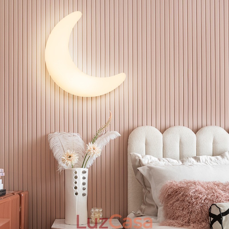 20W Nordic Indoor Moon Shape Quarto Infantil Parede Arandelas Luzes de Teto