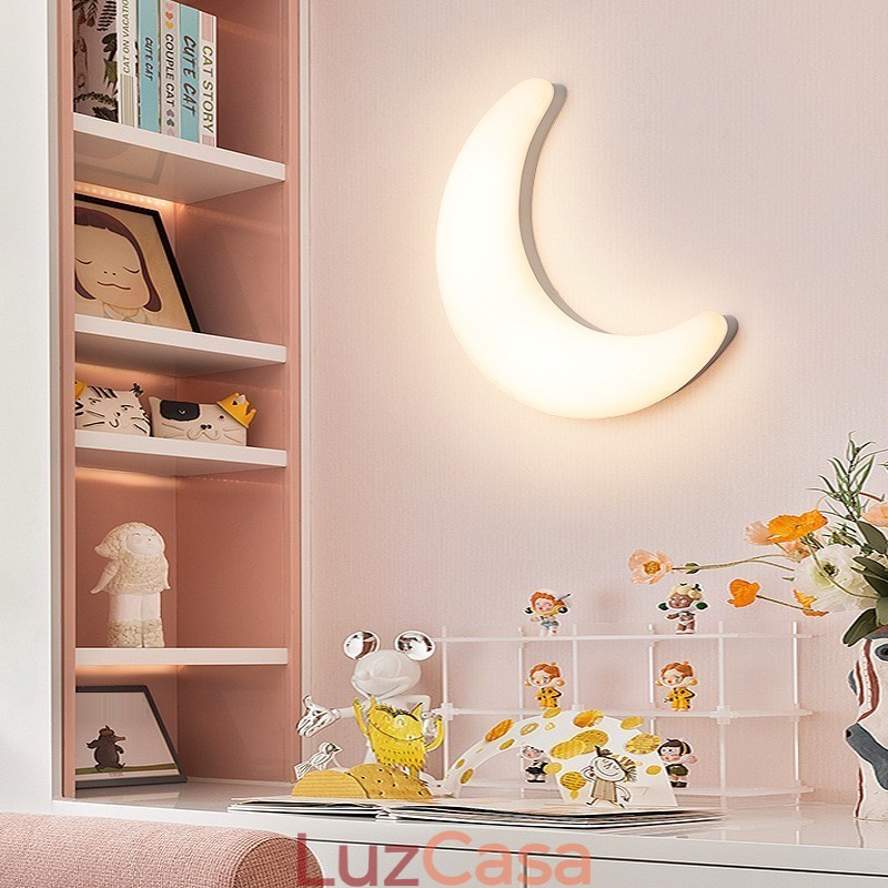 20W Nordic Indoor Moon Shape Quarto Infantil Parede Arandelas Luzes de Teto