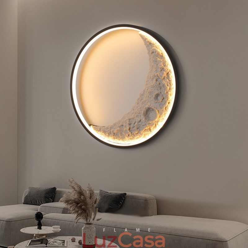 Luminárias de parede decorativas de fundo redondo nórdico para ambientes internos