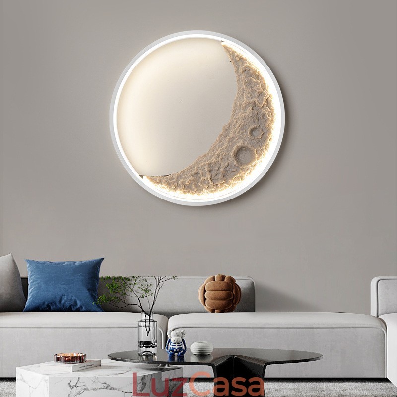 Luminárias de parede decorativas de fundo redondo nórdico para ambientes internos