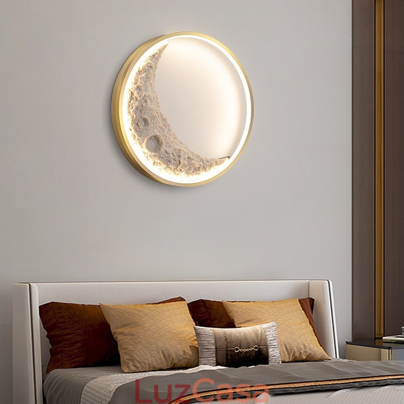 Luminárias de parede decorativas de fundo redondo nórdico para ambientes internos