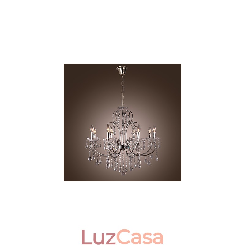 Lustre de cristal cromado clássico tradicional em metal