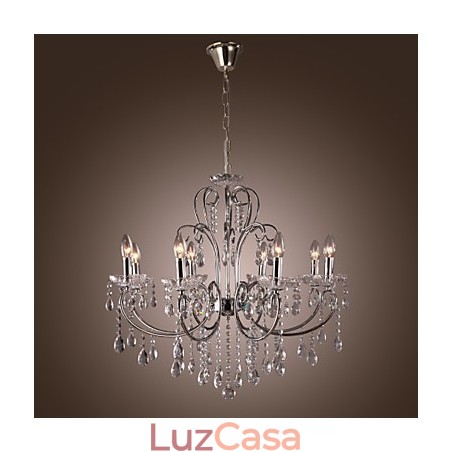 Lustre de cristal cromado clássico tradicional em metal Lustre de cristal cromado clássico tradicional em metal