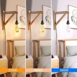 Aplique de parede de madeira maciça American Pastoral Retro Hemp String Wall Light com plugue