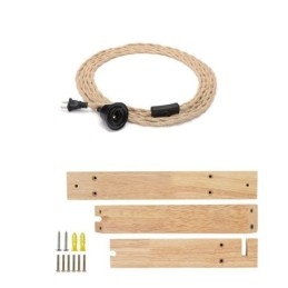 Aplique de parede de madeira maciça American Pastoral Retro Hemp String Wall Light com plugue