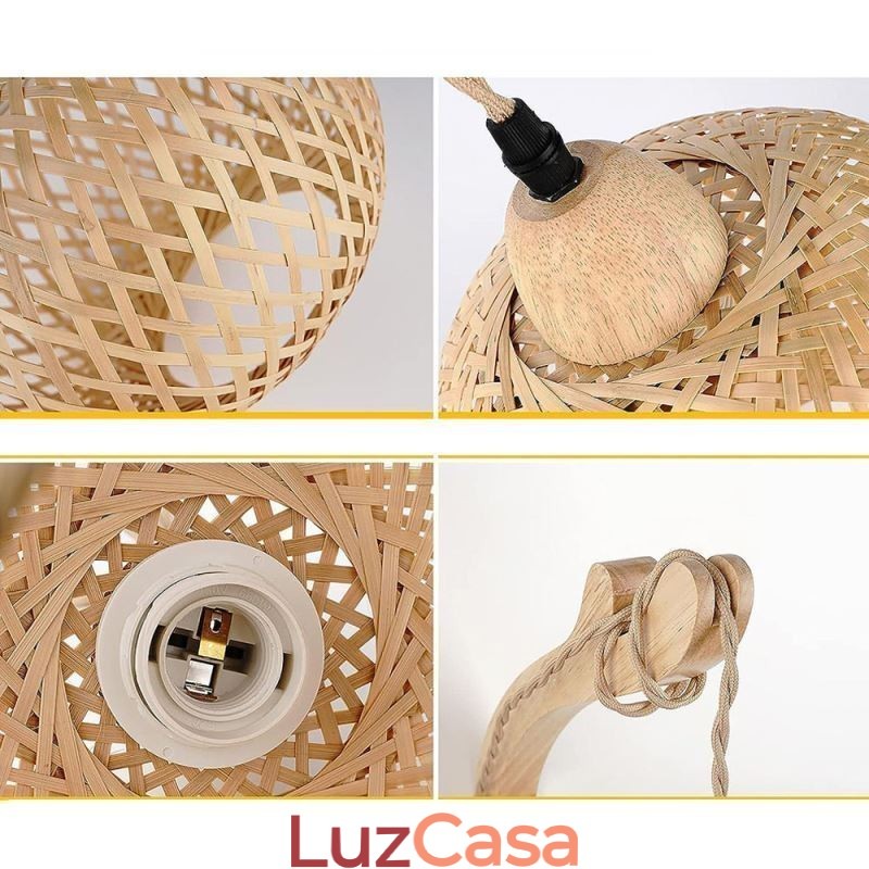 Luminária de parede de bambu American Pastoral Retro Hemp String Wall Light com plugue