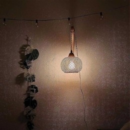 Luminária de parede de bambu American Pastoral Retro Hemp String Wall Light com plugue