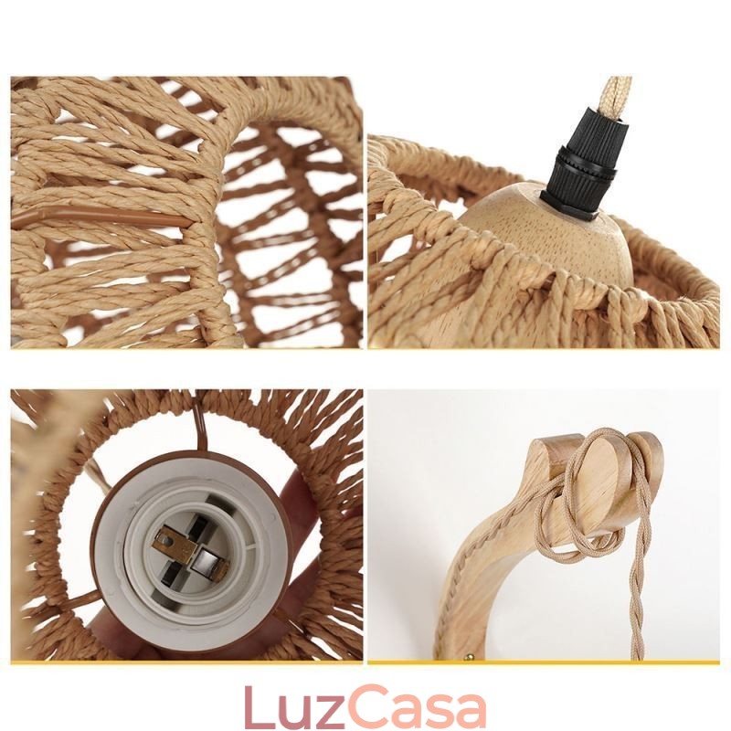American Retro Wall Sconce 3M Corda de Cânhamo Pendurado Linha Corda de Papel Tecido Abajur