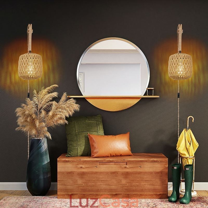 American Retro Wall Sconce 3M Corda de Cânhamo Pendurado Linha Corda de Papel Tecido Abajur