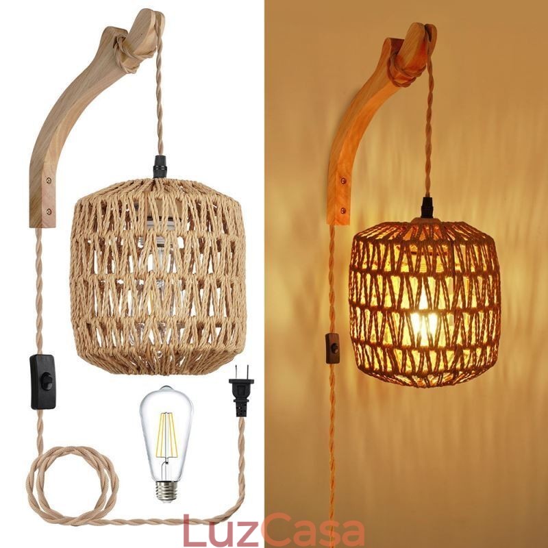 American Retro Wall Sconce 3M Corda de Cânhamo Pendurado Linha Corda de Papel Tecido Abajur