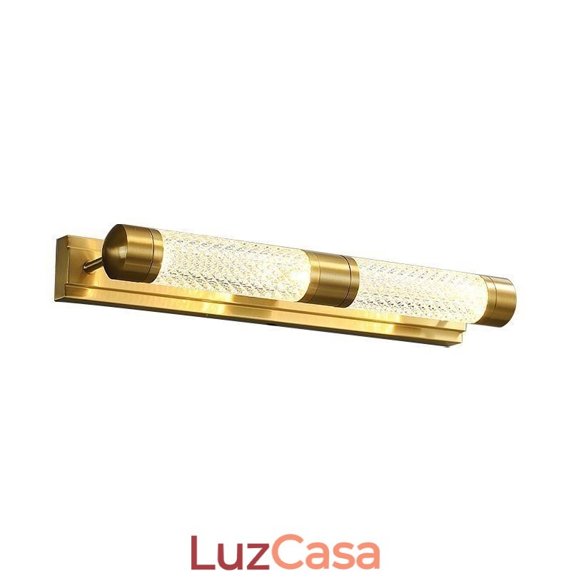 Luminária de parede Cilindro de acrílico de latão Espelho Luz frontal