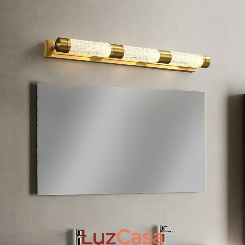 Luminária de parede Cilindro de acrílico de latão Espelho Luz frontal