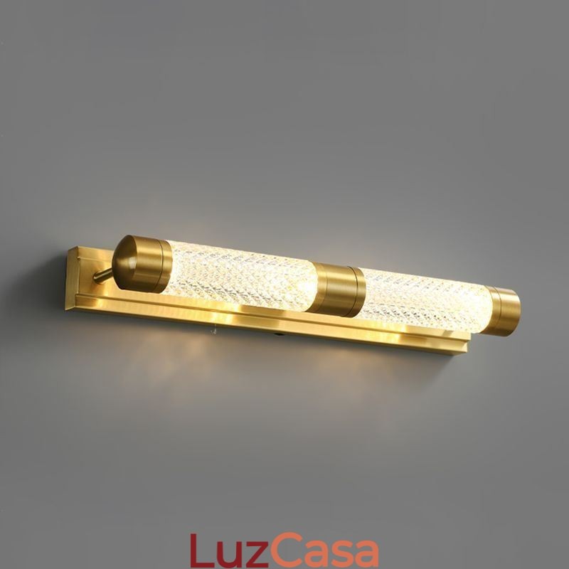 Luminária de parede Cilindro de acrílico de latão Espelho Luz frontal