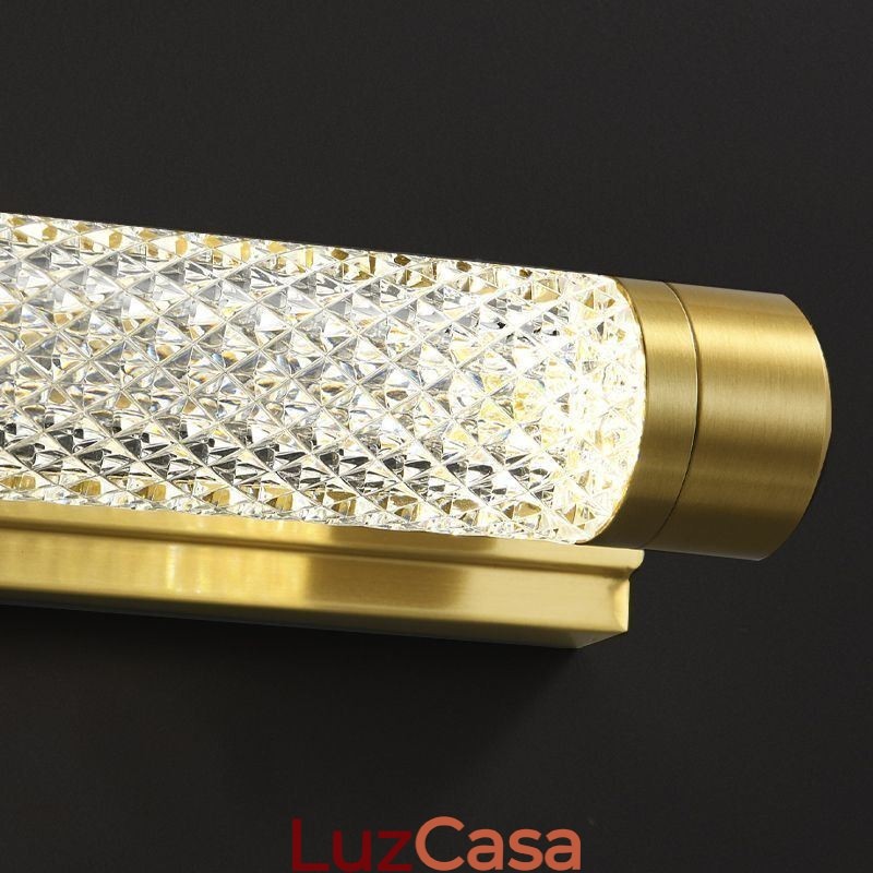 Luminária de parede Cilindro de acrílico de latão Espelho Luz frontal