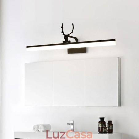 Luminária de parede de acrílico com espelho de chifre de veado, luminária de maquiagem para banheiro Luminária de parede de acrílico com espelho de chifre de veado, luminária de maquiagem para banheiro