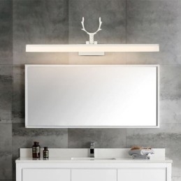 Luminária de parede de acrílico com espelho de chifre de veado, luminária de maquiagem para banheiro