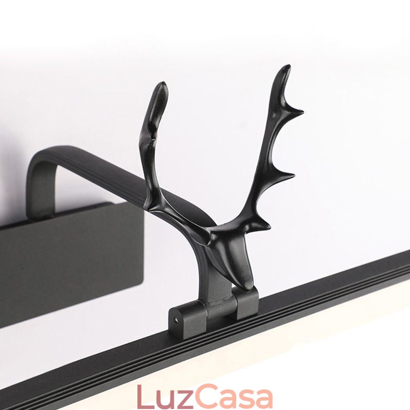 Luminária de parede de acrílico com espelho de chifre de veado, luminária de maquiagem para banheiro
