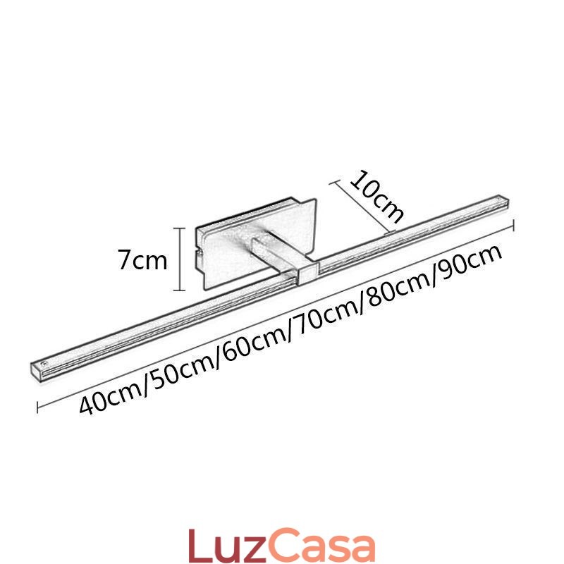 Luminária de parede contemporânea Espelho Luz frontal Iluminação acrílica Lavabo