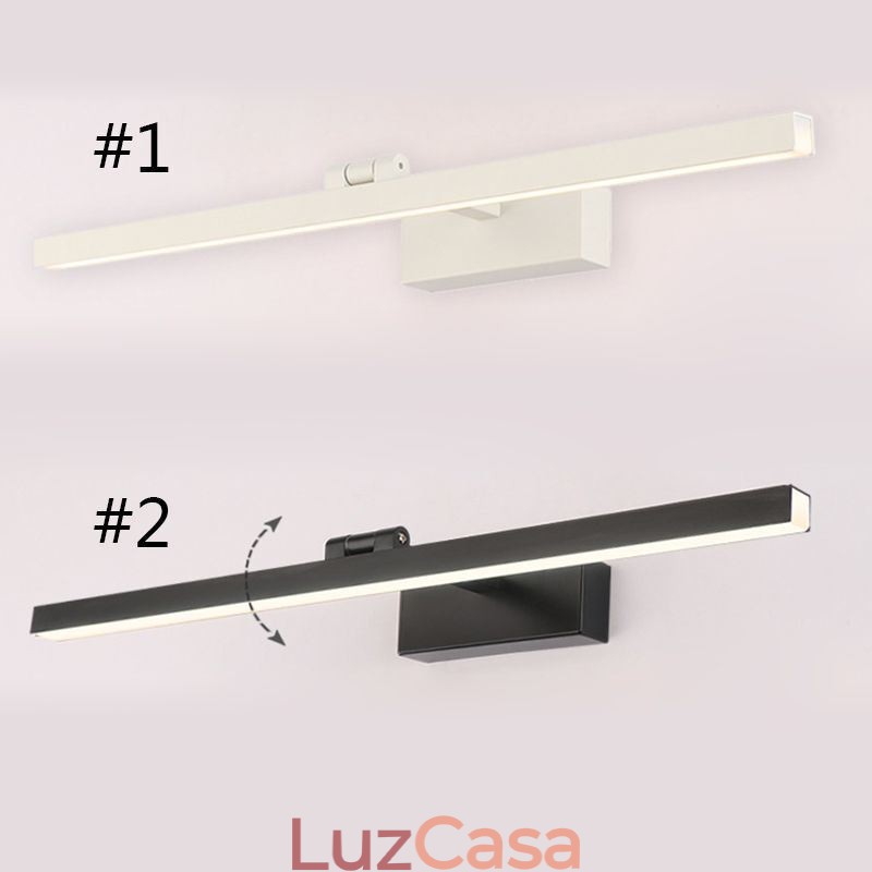 Luminária de parede ajustável com ângulo de luz frontal de espelho estilo nórdico para banheiro