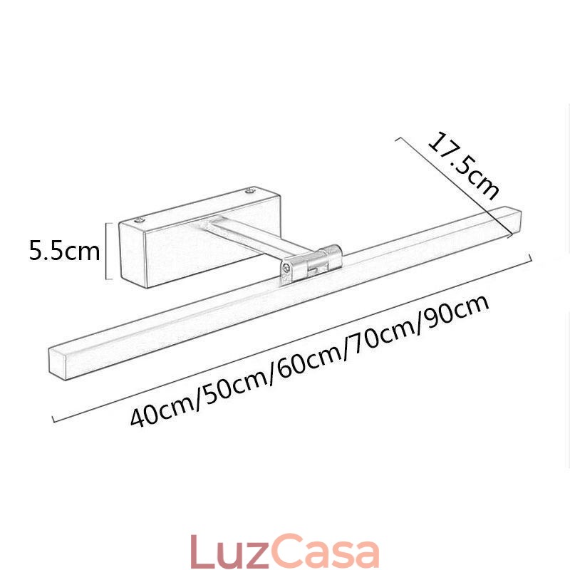 Luminária de parede ajustável com ângulo de luz frontal de espelho estilo nórdico para banheiro